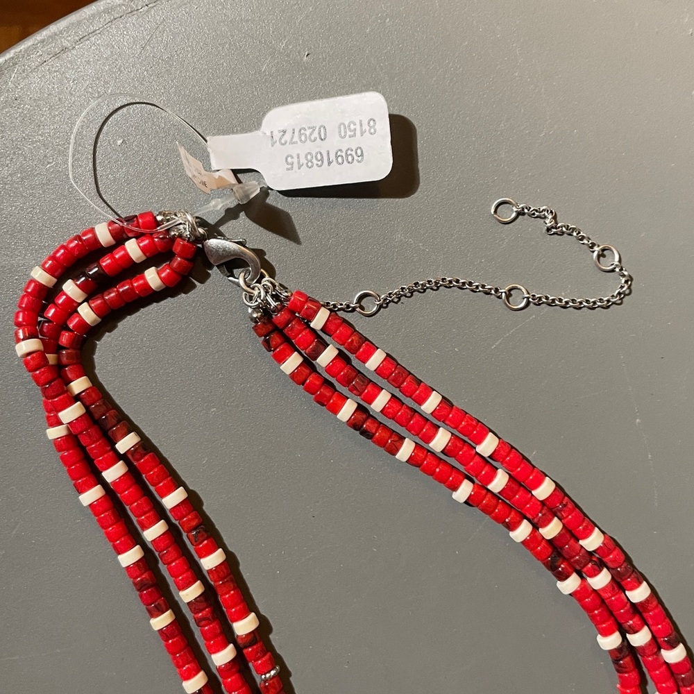 Free People red multi strand beaded layered necklace, NWT - Picture 9 of 12
